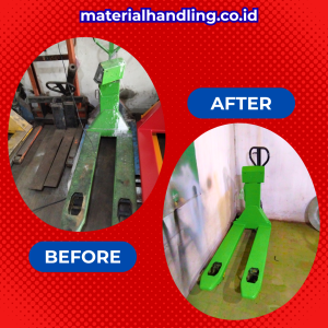 Pengiriman unit setelah service hand lift Tangerang ke area gudang di Cikupa.